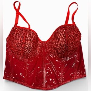 SHEIN Red Glitter Bustier